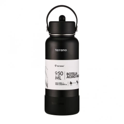 TERRANO Botella Termica con Pico 950mL. Negro