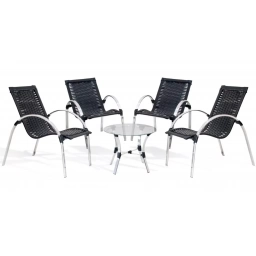 JUEGO DE JARDIN GARDEN 4 SILLAS + MESA DE VIDRIO