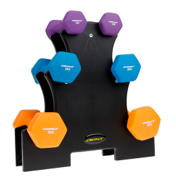 BEST SET DE MANCUERNAS CON STAND NEGRO 12 kg BEST-130087