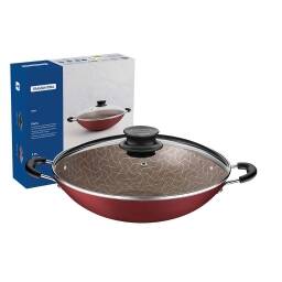 TRAMONTINA WOK C/TAPA Y ASAS 32CM STRF. PARIS ROJO 28545/732