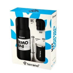 Kit Matero X3 Termo 550ml + Mate + Bombilla Terrano NEGRO