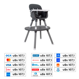 BEBESIT SILLA COMEDOR 3 EN 1 BABY DESK GRIS 1049GR