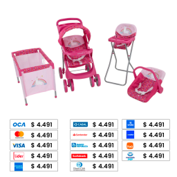 BEBESIT COCHE DE MU�ECAS 4 PIEZAS 4024VI