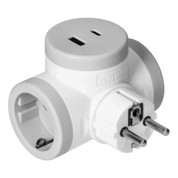 CONATEL Adaptador Múltiple 16A, 2 toma Schuko, USB 720577
