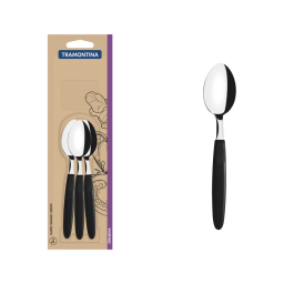 TRAMONTINA JUEGO DE 3 CUCHARAS DE TE IPANEMA NEGRO 23367/300